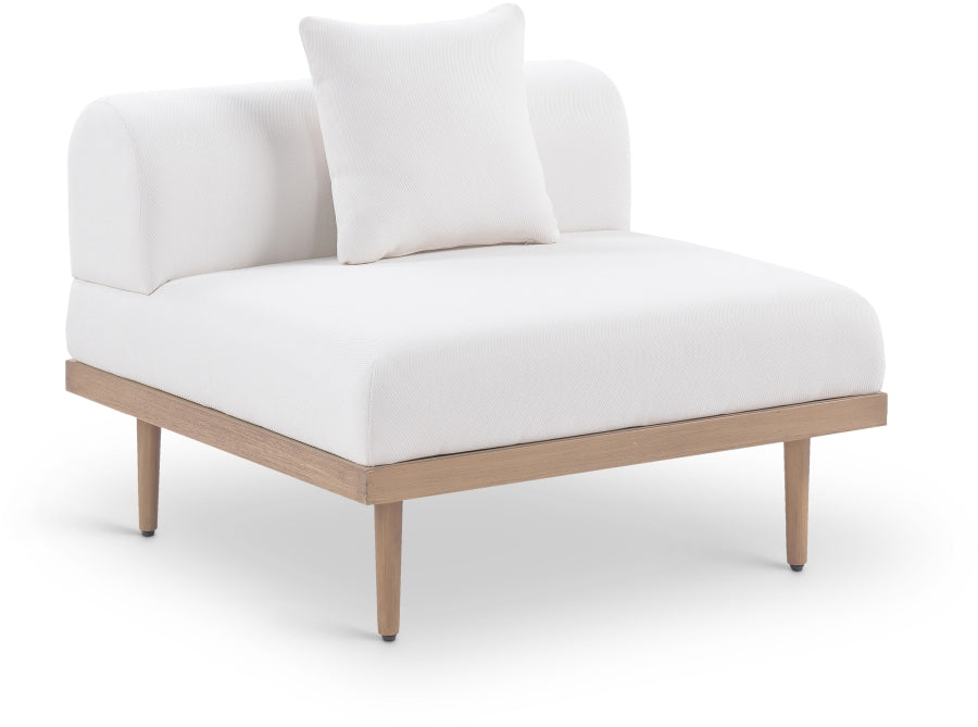 Laguna Resilient Water Resistant Fabric Upholstered Outdoor Patio Modular Armless Chair - Cream
