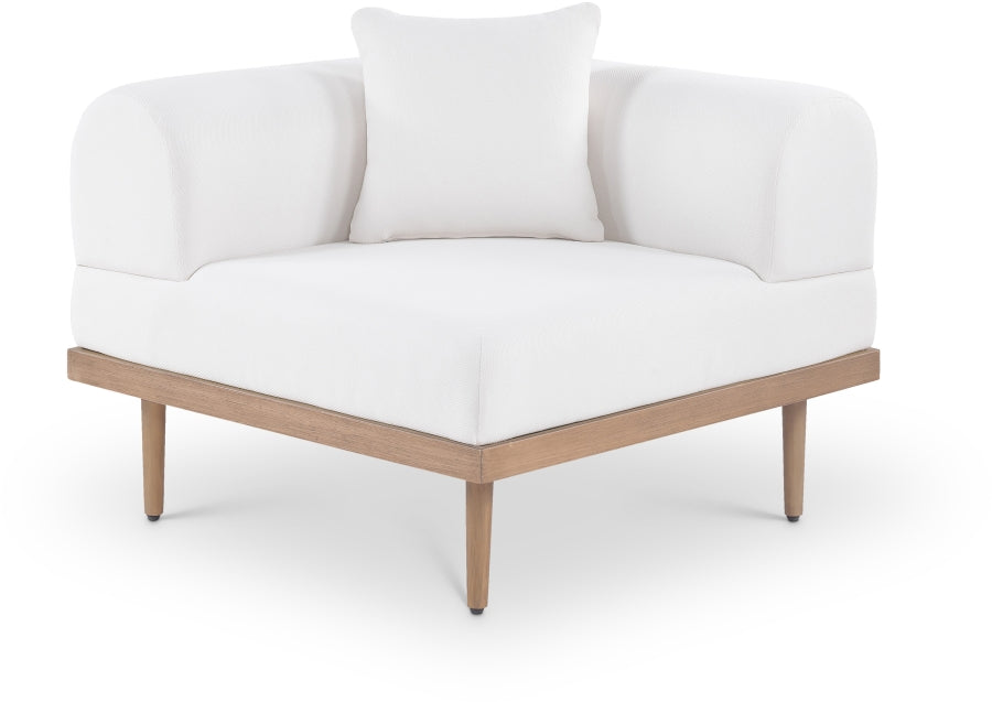 Laguna Resilient Water Resistant Fabric Upholstered Outdoor Patio Modular Corner Chair - Cream