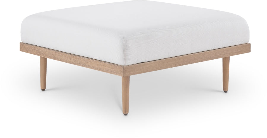 Laguna Resilient Water Resistant Fabric Upholstered Outdoor Patio Ottoman - Cream