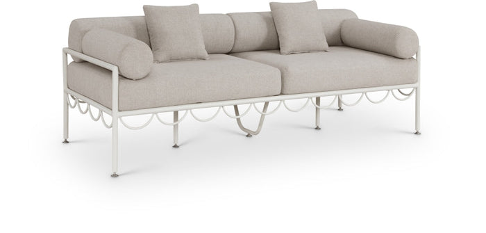 Portofino 85.75" Resilient Water Repellent Fabric Upholstered Outdoor Patio Sofa - Beige