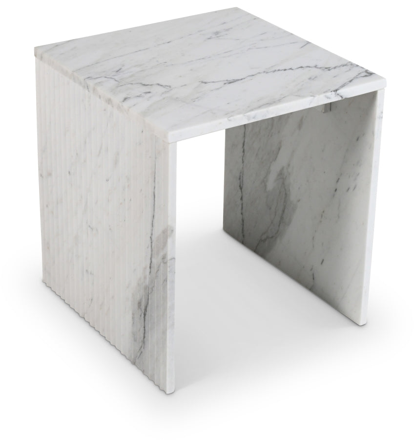 Pienza Genuine Marble End Table - White