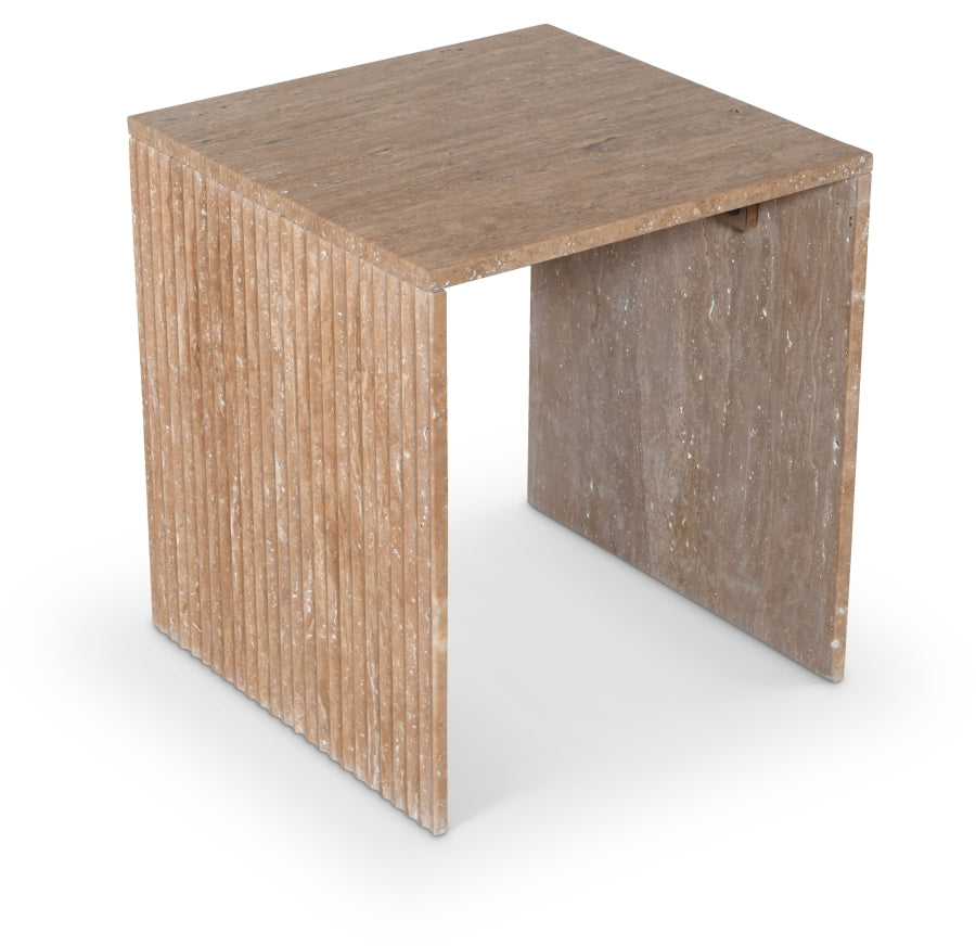 Pienza Travertine End Table - Natural