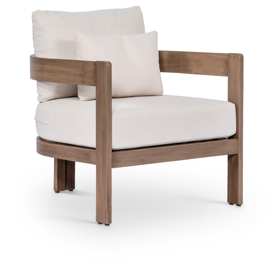 Newport Water Resistant Fabric Upholstered Outdoor Patio Chair with Outdoor Protective Cover Included - Cream