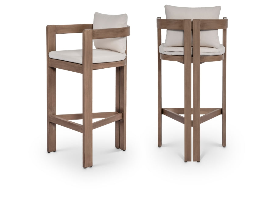 Newport Water Resistant Fabric Upholstered Outdoor Patio Bar Stool - Cream