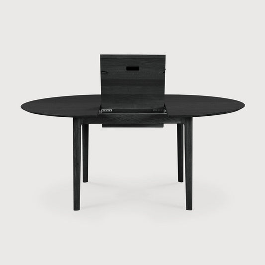 Round Oak Black Bok Extendable Dining Table