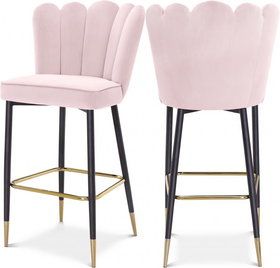 Lily Velvet Upholstered Bar Stool - Pink