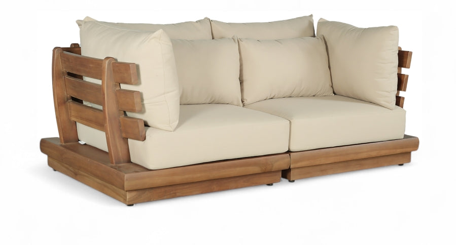 Mirella 75.75" Water Resistant Fabric Upholstered 2pc. Outdoor Patio Modular Loveseat - Tan