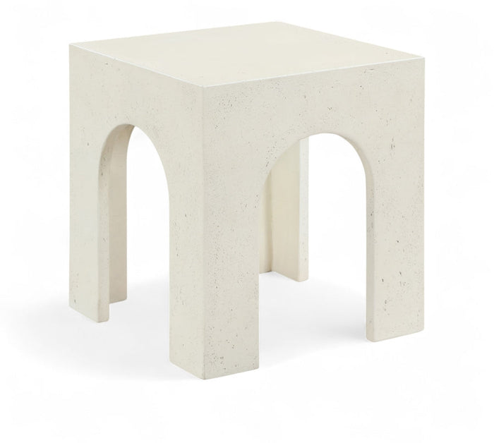 Renza Concrete And Fiberglass Indoor / Outdoor Patio End Table / Side Table - Cream