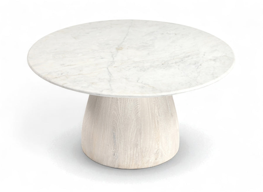Liona Genuine Marble And Mango Wood Coffee Table - White