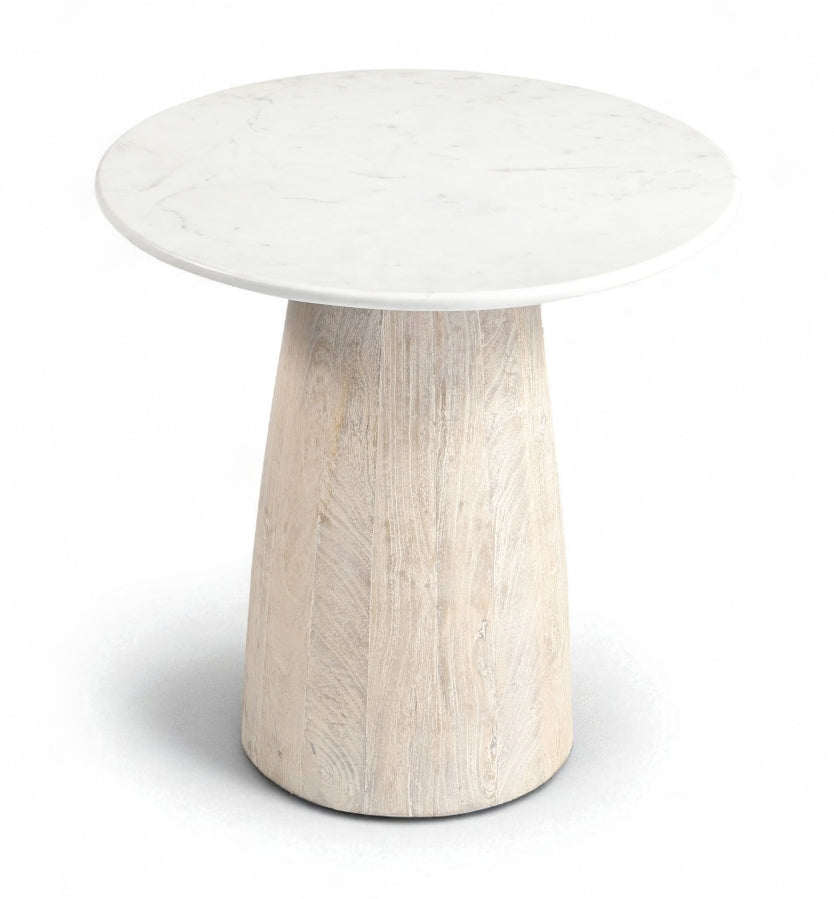 Liona Genuine Marble And Mango Wood End / Side Table - White