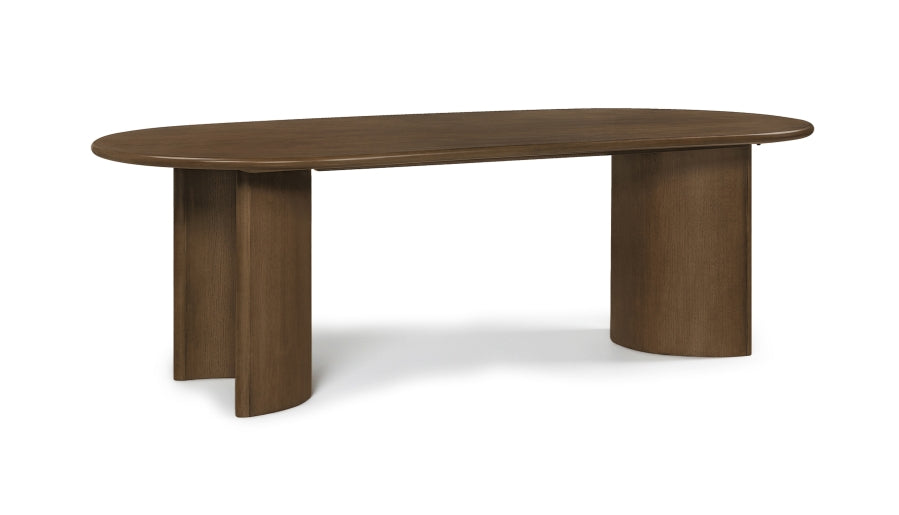 Caldra 94" Oak Veneer And Solid Wood Dining Table - Brown