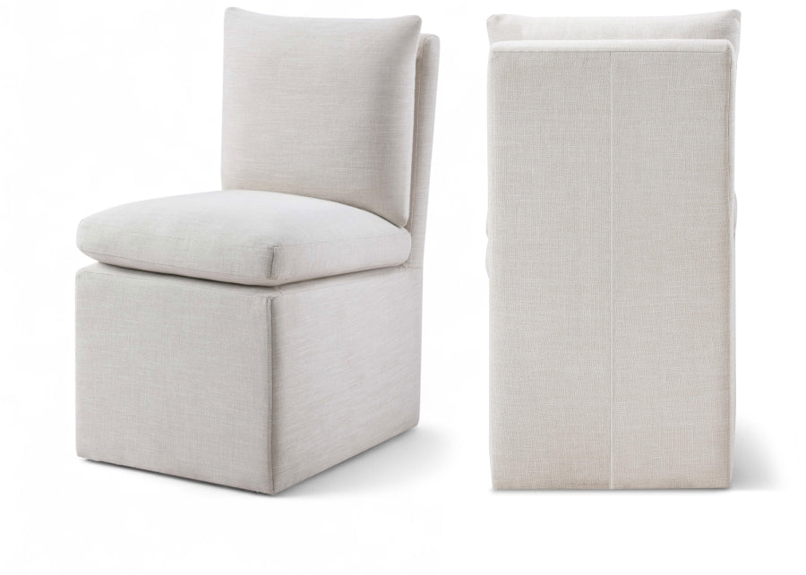 Nelori Linen Textured Performance Fabric Upholstered Dining Chair - Cream
