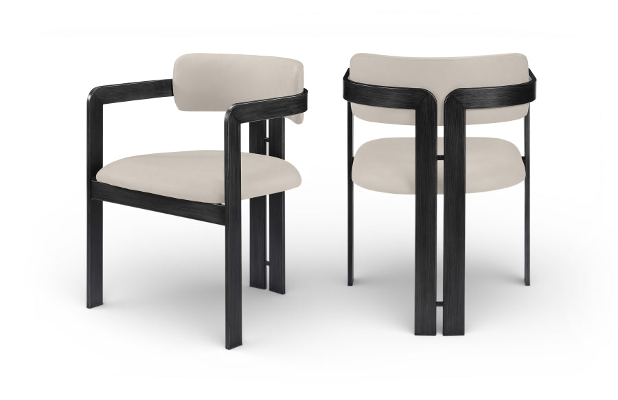Aurum Vegan Leather Upholstered And Matte Black Iron Frame Dining Chair - Taupe