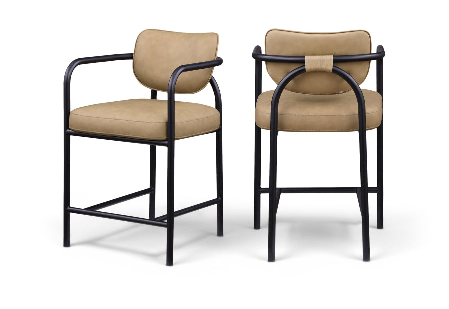 Serava Vegan Leather Upholstered Counter Stool - Tan