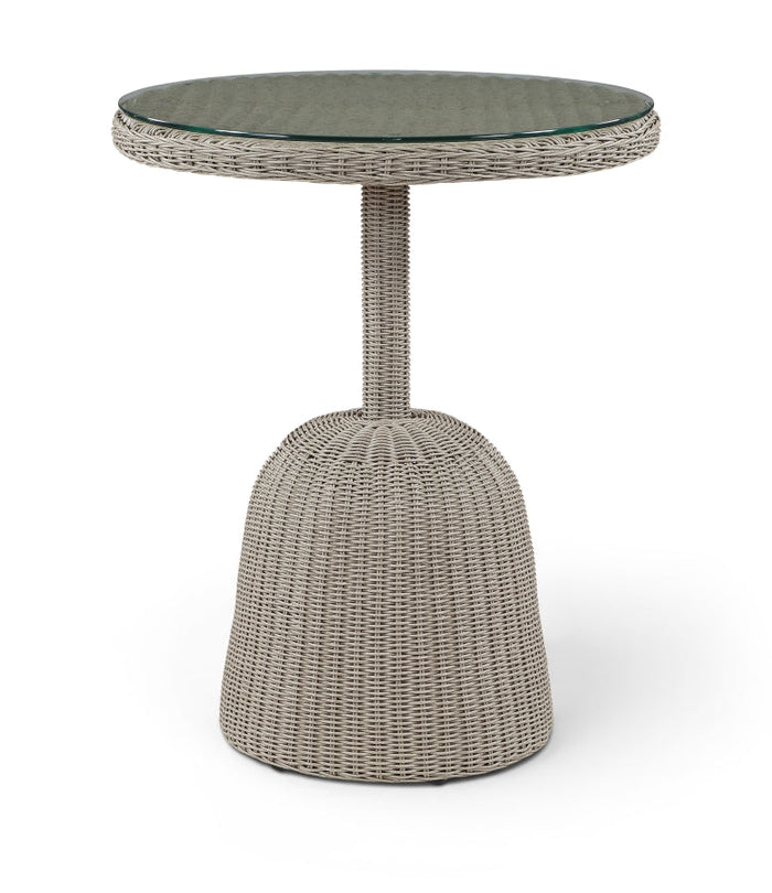 Seacrest 36" Tempered Glass Top And Taupe Wicker Outdoor Patio Counter Height Table - Taupe