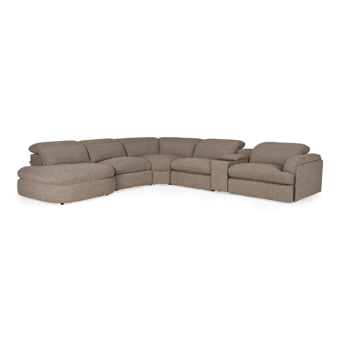 Ambler - Modern Brown Fabric Sectional Sofa w/ 2 Power Recliners Left Facing Chaise