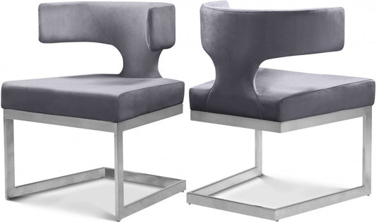 Alexandra Velvet Upholstered Dining Chair - Grey