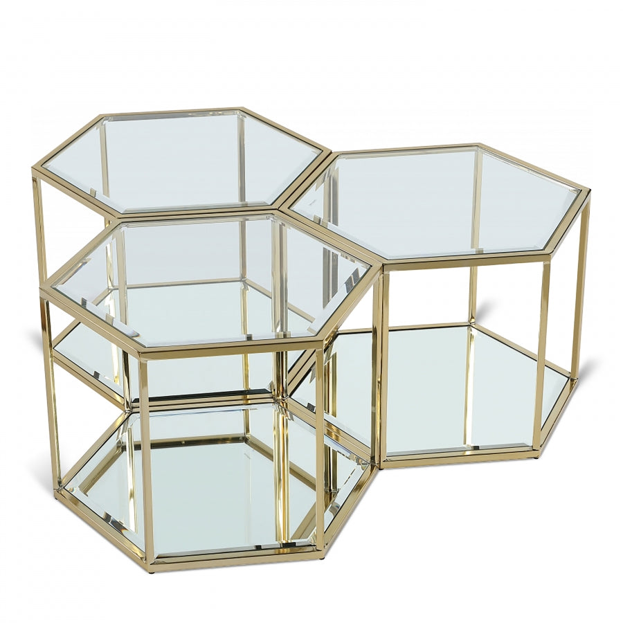 Sei Glass And Steel 3pc. Modular Coffee Table - Gold
