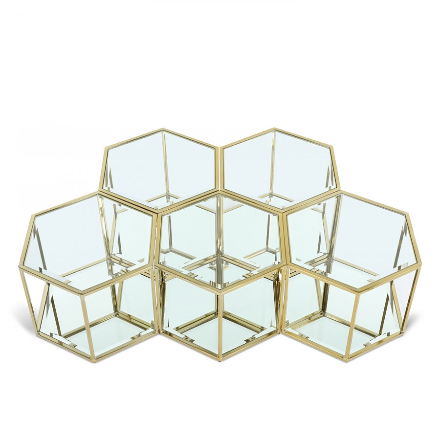 Sei Glass And Steel 5pc. Modular Coffee Table - Gold