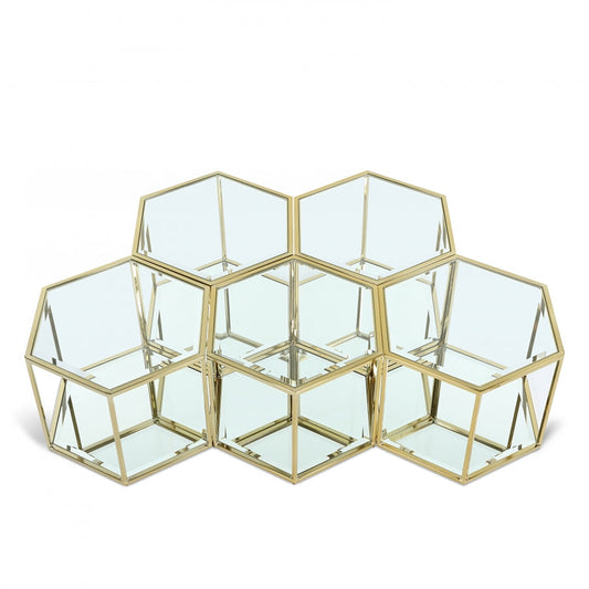 Sei Glass And Steel 5pc. Modular Coffee Table - Gold