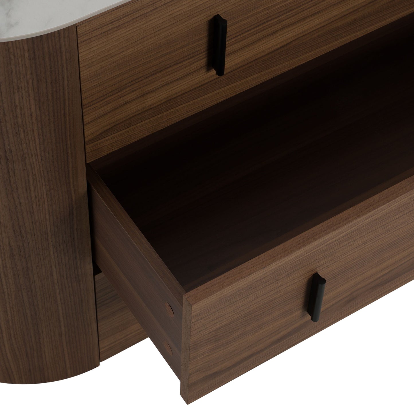 Chelton - Contemporary White Ceramic Walnut Dresser