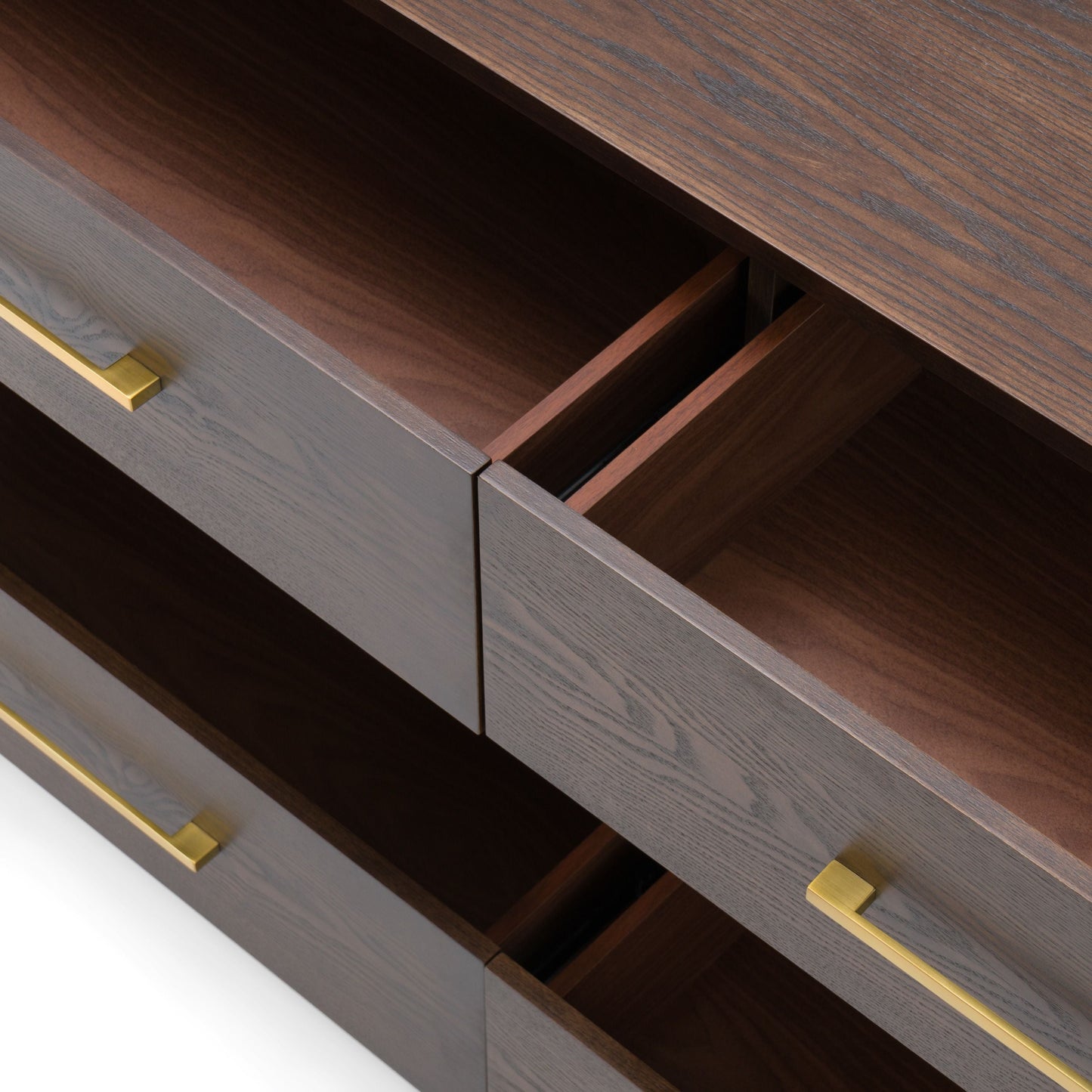 Manhattan - Contemporary Brown Oak and Gold Dresser