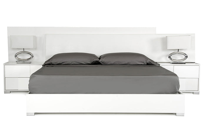Monza Italian Modern White Bed