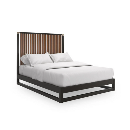 Pinstripe Slatted Kg Bed Dark Hb