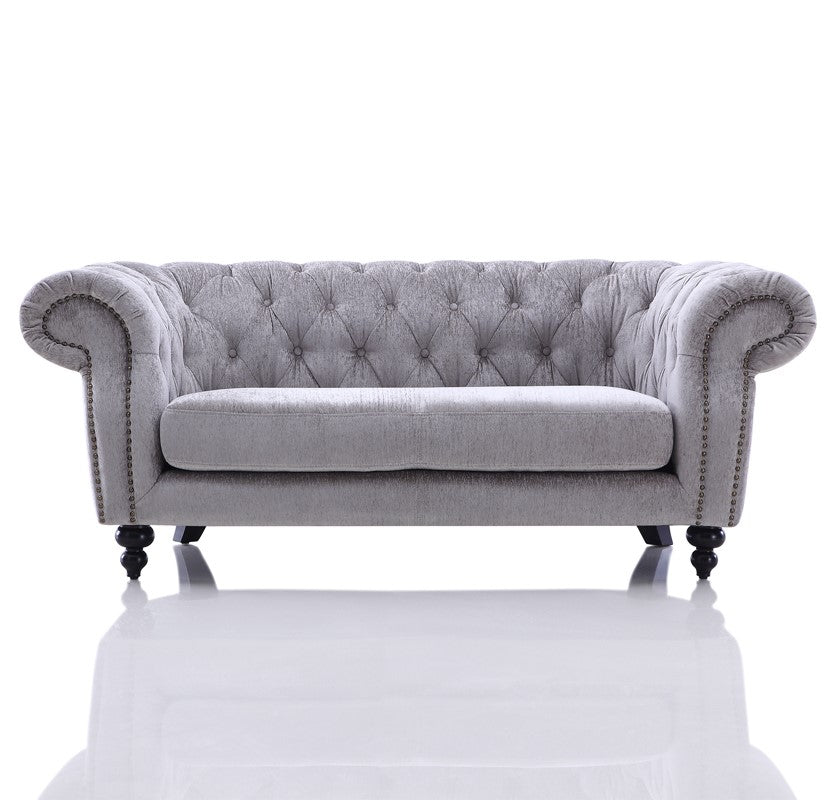 Alexandrina Grey Tufted Velvet Loveseat