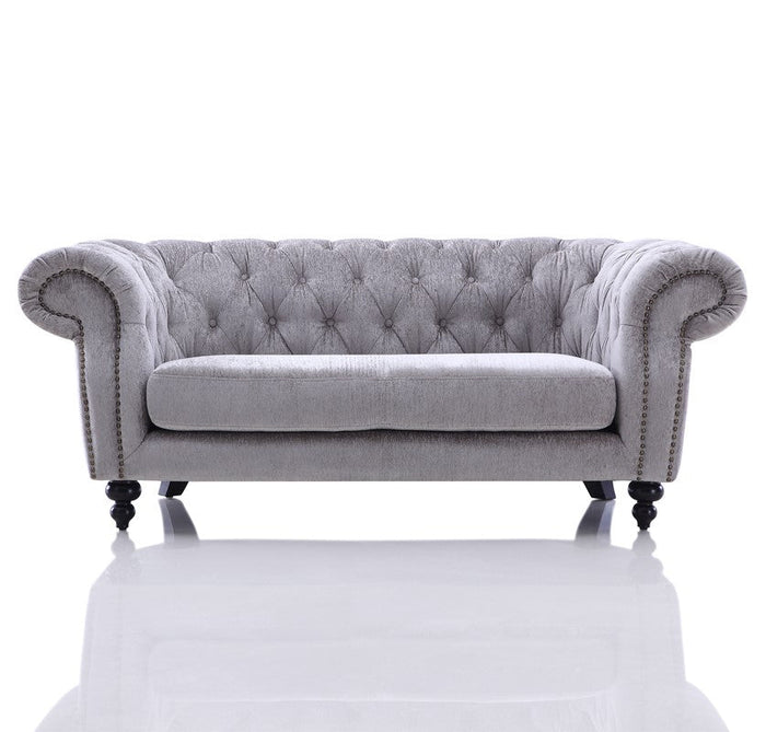 Alexandrina Grey Tufted Velvet Loveseat