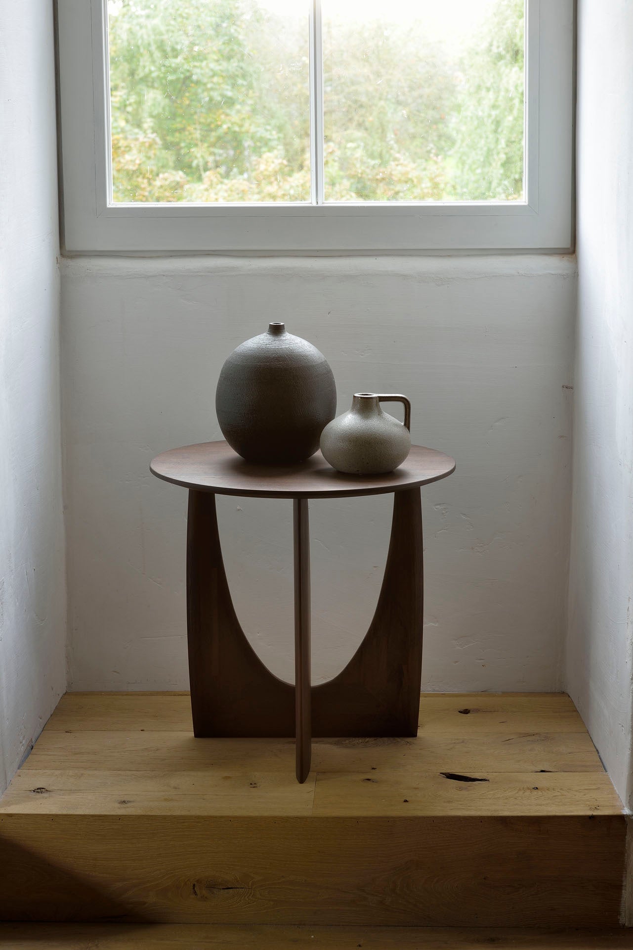 Brown Geometric Side Table