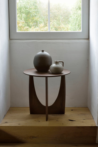 Brown Geometric Side Table