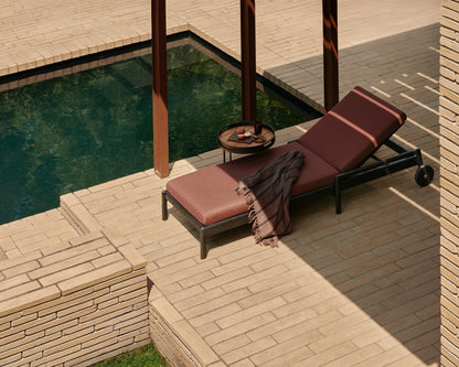 Burgundy Teak Black Jack outdoor adjustable lounger