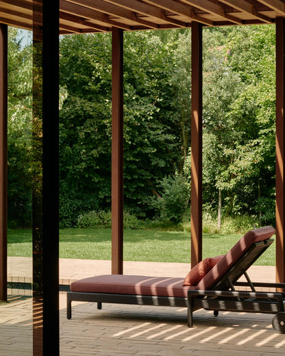 Burgundy Teak Black Jack outdoor adjustable lounger