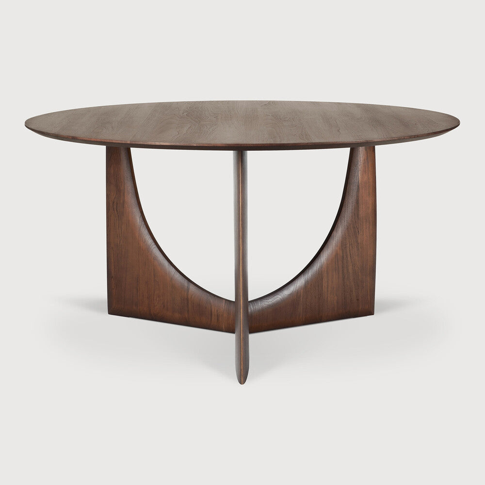 Teal Brown Round Geometric Dining Table