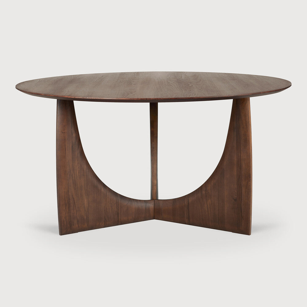 Teal Brown Round Geometric Dining Table