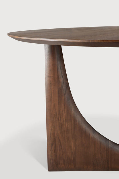 Teal Brown Round Geometric Dining Table