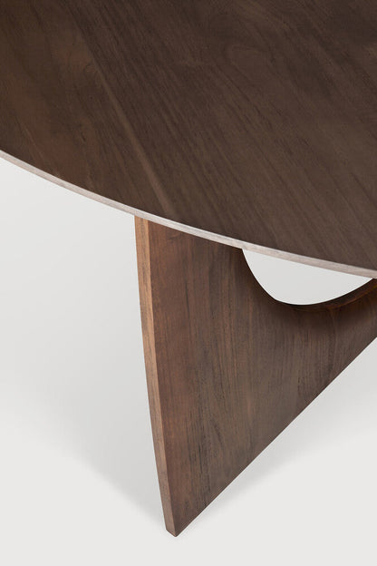 Teal Brown Round Geometric Dining Table