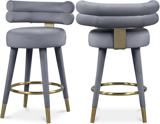 Fitzroy Velvet Upholstered Counter Stool - Grey