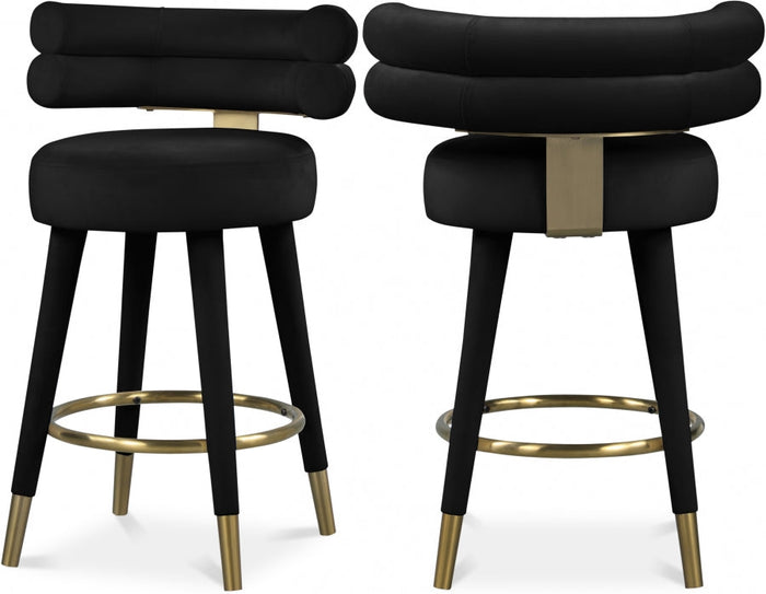 Fitzroy Velvet Upholstered Counter Stool - Black