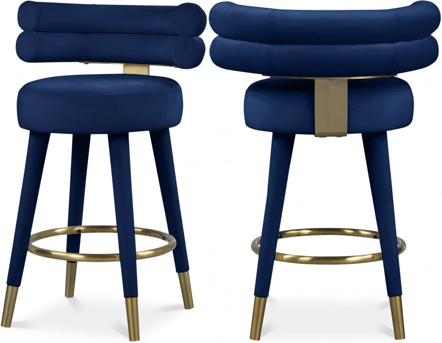 Fitzroy Velvet Upholstered Counter Stool - Blue