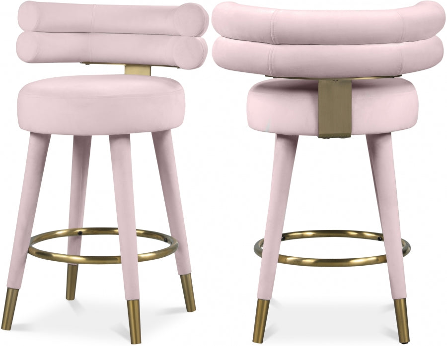 Fitzroy Velvet Upholstered Counter Stool - Pink