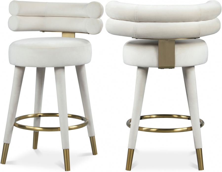 Fitzroy Velvet Upholstered Counter Stool - Cream
