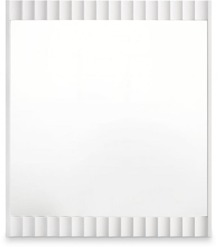 Modernist Wood Veneer Framed Mirror - White