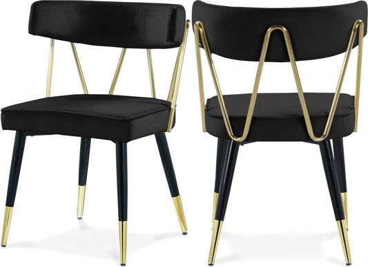 Rheingold Velvet Upholstered Dining Chair - Black