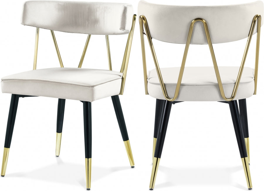 Rheingold Velvet Upholstered Dining Chair - Cream