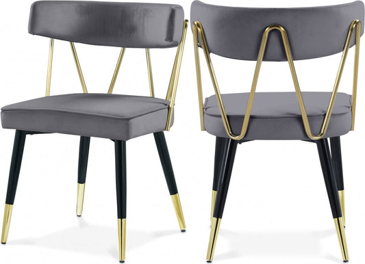 Rheingold Velvet Upholstered Dining Chair - Grey