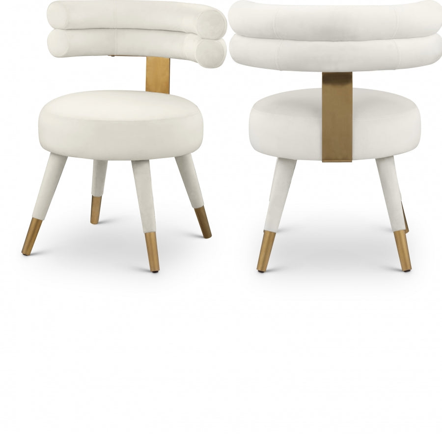 Fitzroy Velvet Upholstered Dining Chair - Cream
