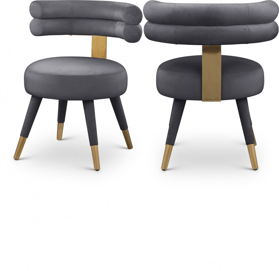 Fitzroy Velvet Upholstered Dining Chair - Grey