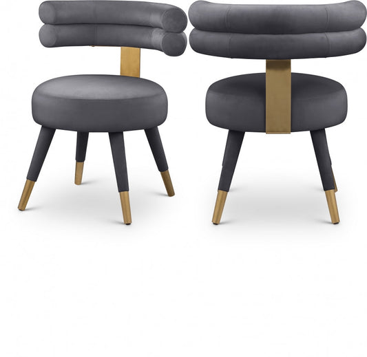 Fitzroy Velvet Upholstered Dining Chair - Grey